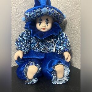 Porcelain Sand Clown Doll Ethnic Classic Treasures Blue Vintage